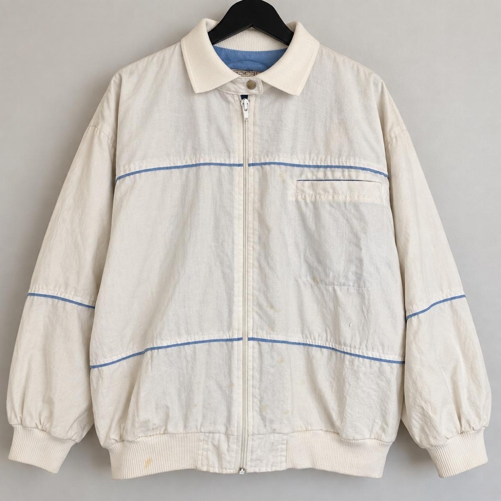 Vintage Westside Connection Cream & Blue Bomber Jacket | Medium